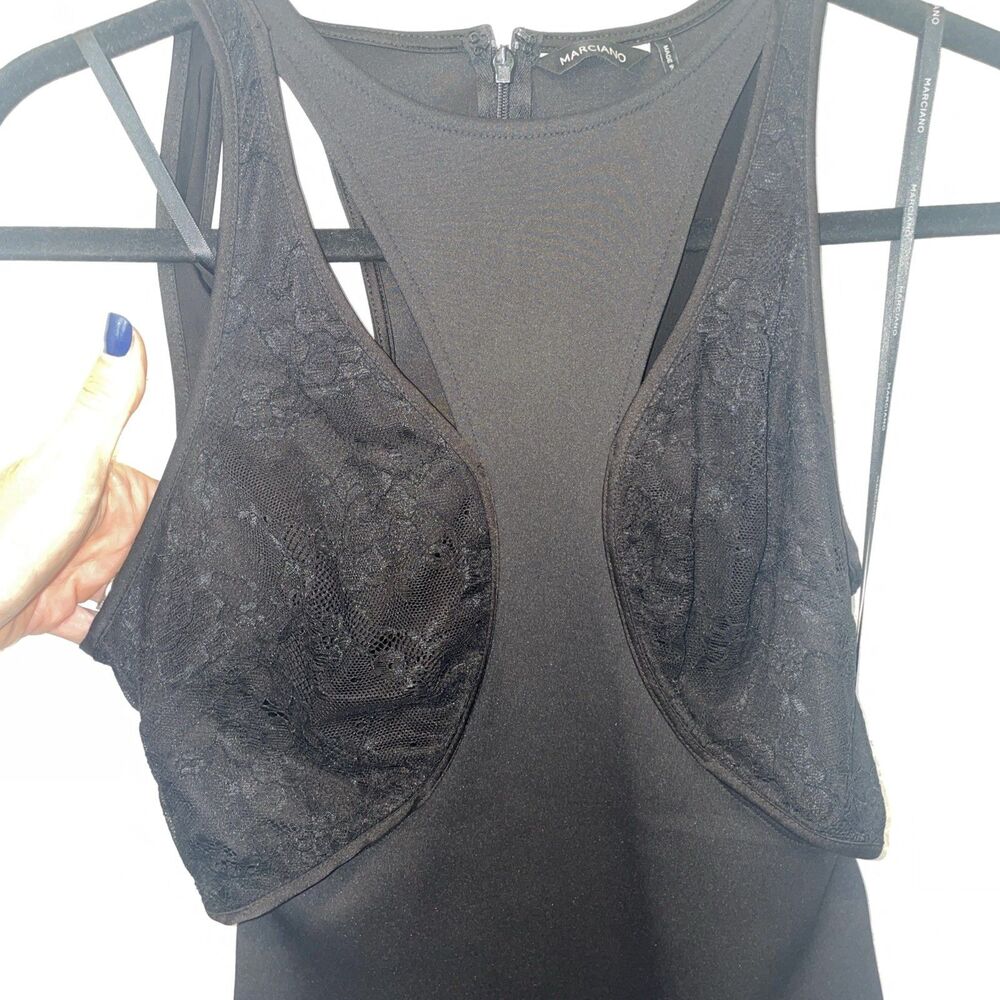 Marciano Women's Lorina Cutout Scuba & Knit Lace Bodice Cocktail LBD Small - Picture 4 of 7